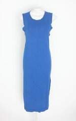 vestido czo feminino azul com fenda