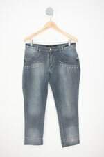 calça jeans feminina azul com aplique