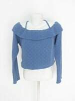 blusa petit poá feminina azul com sobreposição