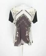 blusa cativa feminina preta estampada com recortes