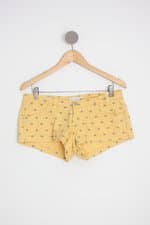 shorts feminino amarelo estampado