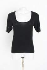 blusa básica gregory feminina preta com aplique