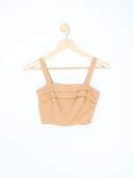 blusa cropped renner feminina marrom com recortes