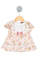 vestido little less kids estampado com forro e renda