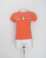 camiseta feminina laranja com silk