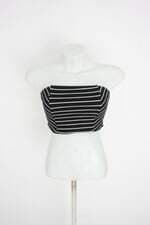 top clock house feminino preto listrado