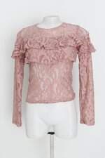 blusa renner feminina rosa com sobreposição e transparência