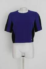 blusa feminina bicolor com recortes