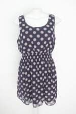 vestido feminino azul estampado com forro e pregas