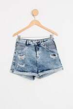 shorts jeans Kysh Jeans feminino azul com recortes