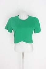 blusa cropped hälsa feminina verde com sobreposição