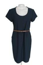 Vestido Ervadoce feminino azul Metálico com cinto