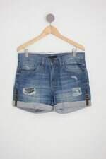shorts jeans Le Lis Blanc feminina azul com barra italiana