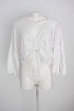 blusa cropped renner feminina off-white com franzido