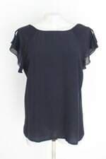 blusa massimo dutti feminina azul com tule