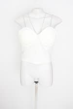 blusa cropped feminina branca com strass