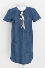 vestido jeans forever 21 feminino azul com tiras