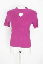 blusa em tricot feminina roxa com bordado e recortes