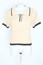 blusa EM TRICOT femininA bege E PRETA com aplique