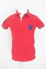 camisa polo polowear masculina vermelha com bordado e fenda