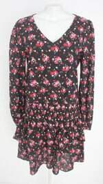 vestido feminino estampado com babado e franzido