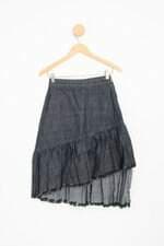 saia jeans amaro feminina azul