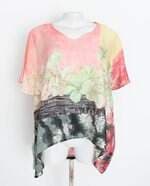 blusa feminina estampada com faixa na cintura