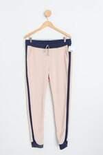 calça de tecido sideway feminina bicolor com cós com elástico e franzido