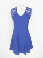 vestido seiki feminino azul com forro e renda