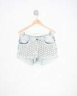 shorts jeans mercatto feminino azul com renda