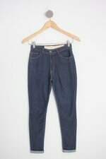 calça jeans Oh, Boy feminina azul com barra italiana