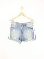 shorts jeans canal feminino azul com recortes