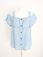 blusa shoulder feminina azul