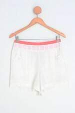 shorts feminino bicolor com forro e pregas