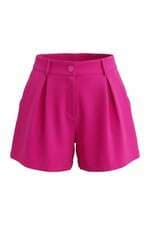 Shorts Champagne feminino rosa com pregas