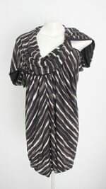 vestido mob feminino listrado com sobreposição