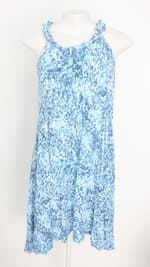 vestido feminino azul estampado