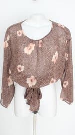 blusa H&m feminina estampada com faixa na cintura