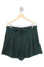 shorts feminino peahi verde com faixa na cintura