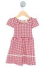 vestido kids vermelho xadrez com laço