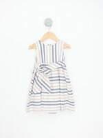 vestido infantil silmara listrado com faixa na cintura e forro