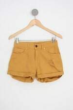bermuda de sarja bobstore feminina amarelo com barra italiana