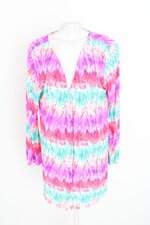 blusa bluebeach feminina estampada com fenda e tiras