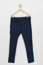 calça de sarja feminina azul com aplique