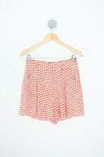 shorts feminino estampado com forro e pregas