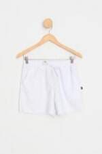 shorts feminino branco com cós com elástico e franzido