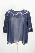 blusa armazem feminina azul com renda
