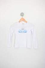 blusa manga longa carinhoso kids branca com aplique