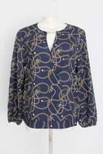 blusa marc new york feminina azul estampada com aplique e sobreposição