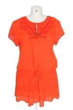 vestido feminino laranja com bordado